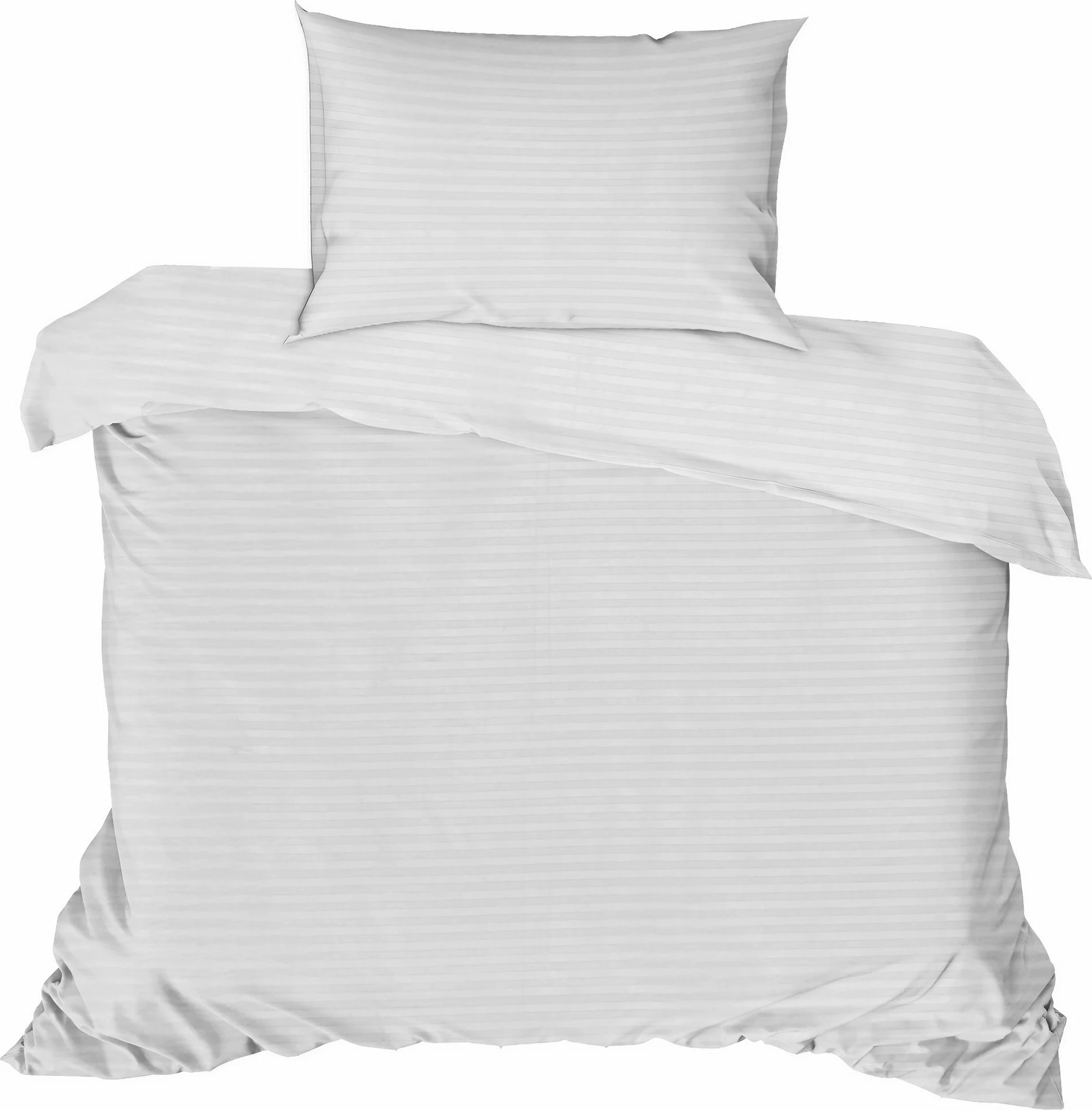 Set mbulesë jorgani prej sateni, njësh, ngjyrë e bardhë, L'Essentiel Linge de Maison, me vija