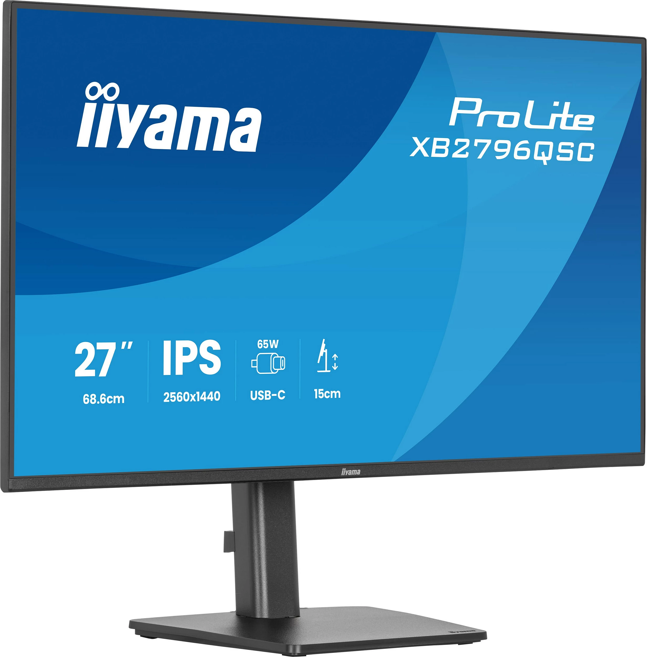 Monitor iiyama ProLite XB2796QSC-B1, 27" QHD IPS, 75Hz, USB-C, altoparlantë, i zi