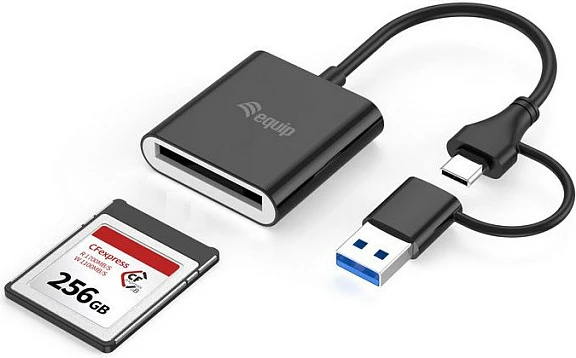 Card reader EQUIP 245461 për CFexpress 2.0 Type B, USB-C/USB-A 10Gbps, i zi