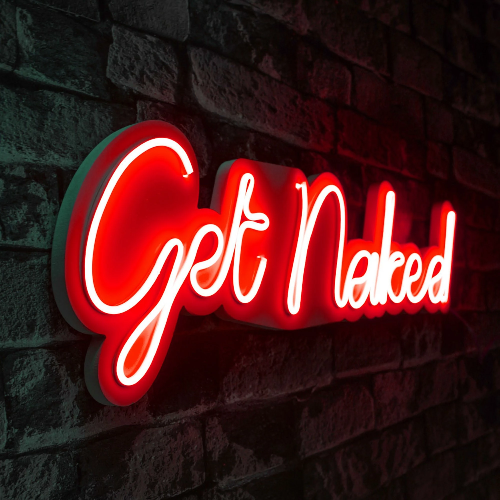 Dekor dritash LED plastike, 'Get Naked', ngjyrë e kuqe
