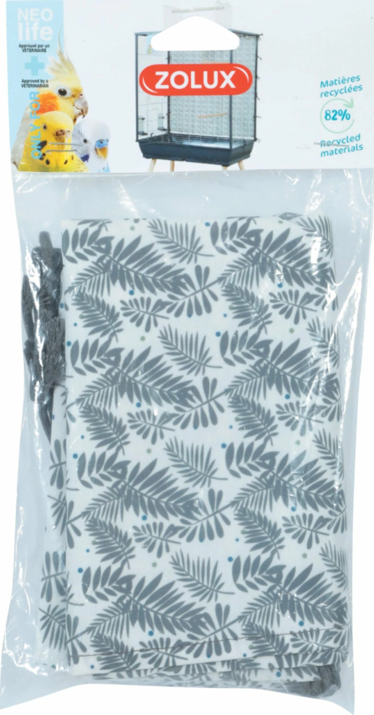 Mat mbrojtëse për kafaz zogjsh Zolux NEOLIFE 80 XL 73 x 77.5 cm, gri me motiv gjethe