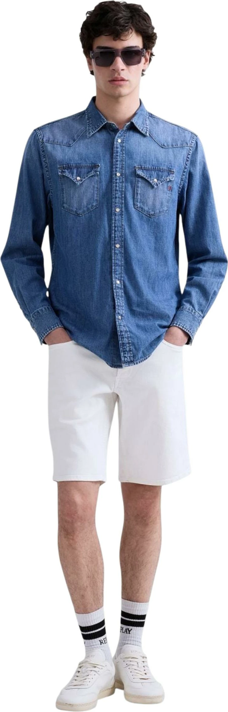 Këmishë për meshkuj Replay REGULAR M4023T.000.26C 10B, denim [Madhësia: XXXL]