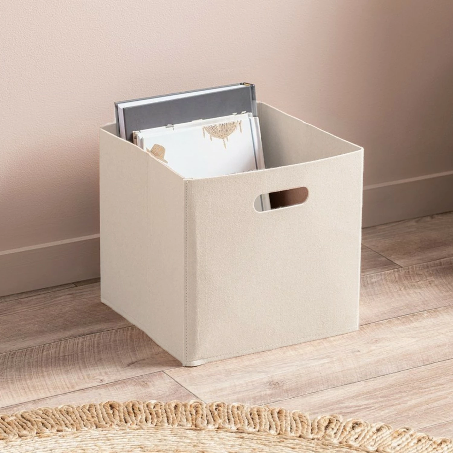 Shportë organizuese prej ndjese, ngjyrë krem, Aberto Design, HMY-6365, 30x30x30cm