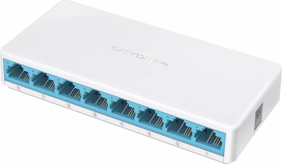 Switch Mercusys MS108, 8 porta, Fast Ethernet, i bardhë