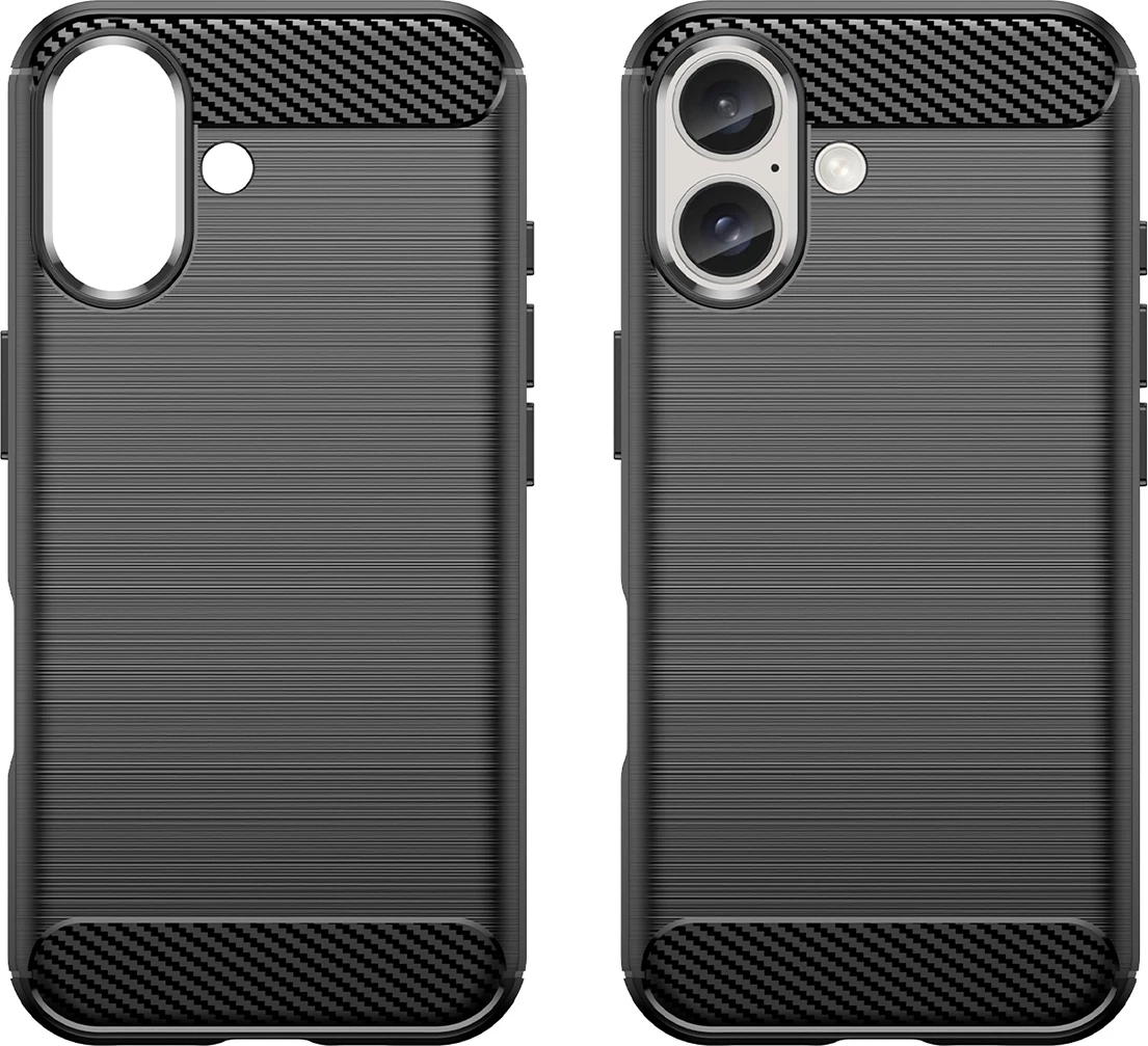 Mbështjellës Hurtel Carbon Case për iPhone 16 Plus, TPU, i zi