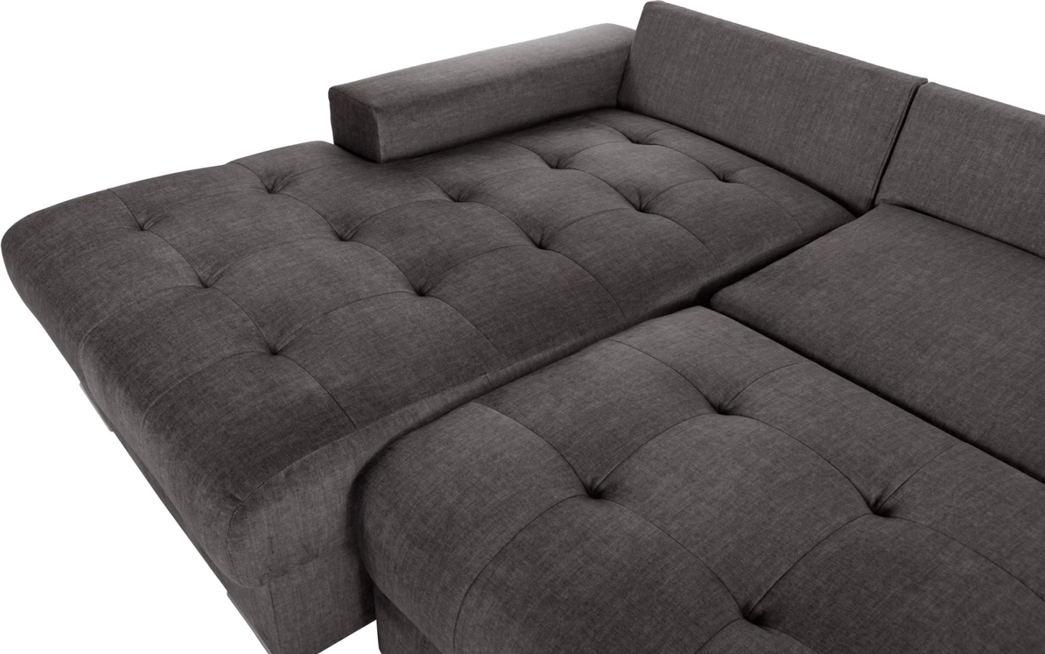 Divan qoshe (majtas) me shtrat dhe hapësirë ruajtjeje CLANCY FH3281.02L, pëlhurë antracit, 308x181x92H cm