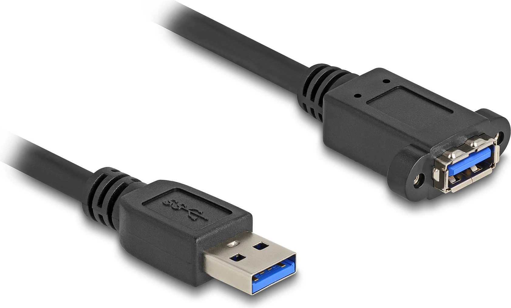 Kabllo USB DeLOCK USB-A mashkull në USB-A femër (panel mount), USB 3.2 Gen 1 5Gbps, 1 m, e zezë