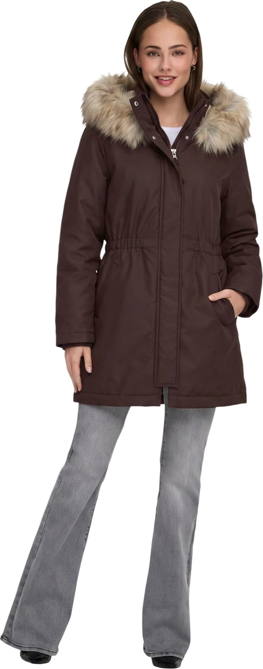 Pallto parka për femra Only ONLMATHILDA 15370930, kafe [Madhësia: L]