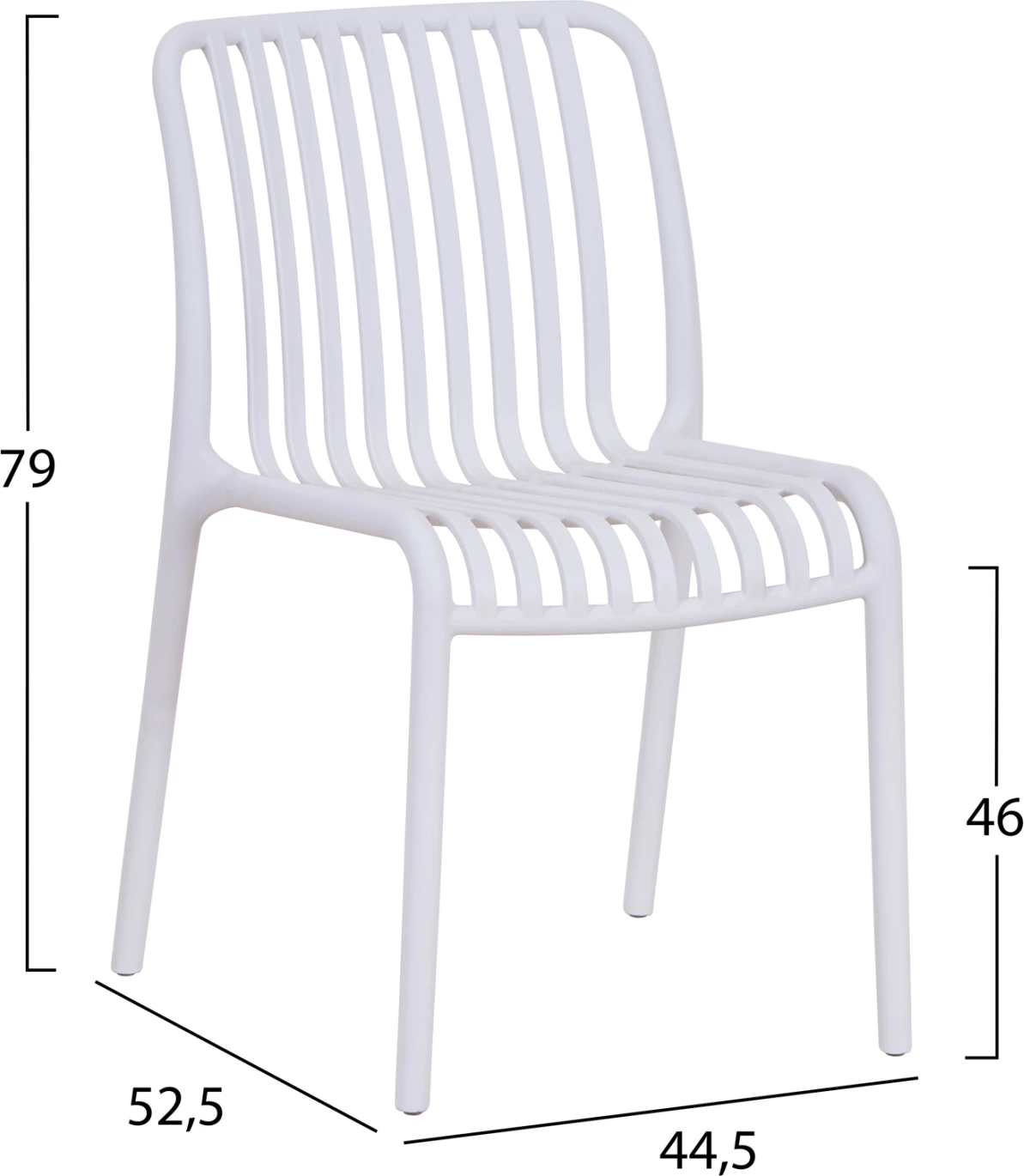 Karrige për jashtë CONVEE FH6104.01 polipropileni, ngjyrë e bardhë, 48x56x79H cm