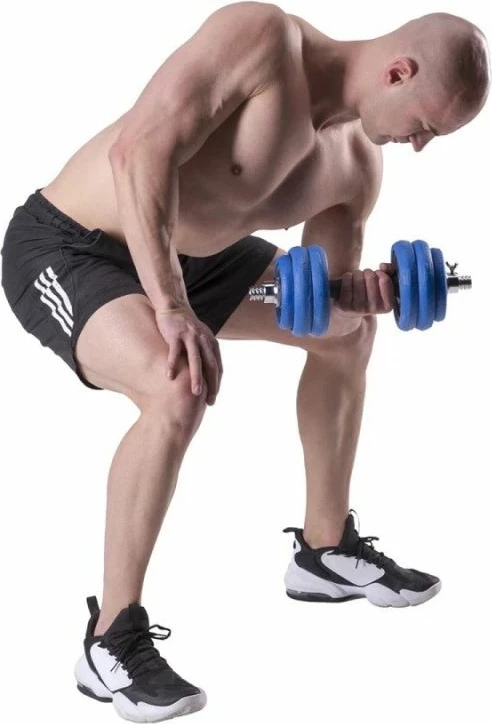 Set pesha 2-në-1 barbell dhe dumbbell HMS, unisex, argjend e kaltër