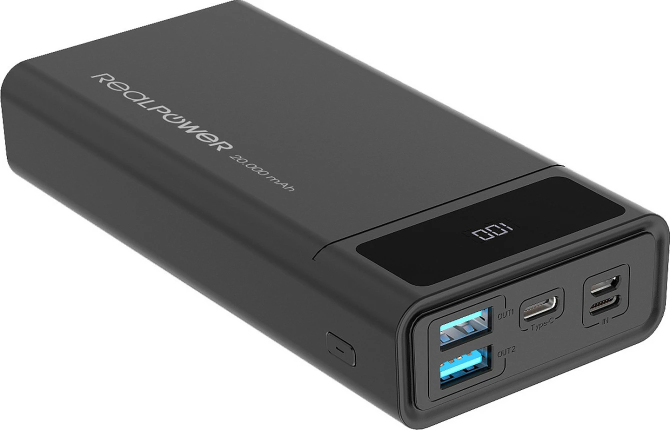 Powerbank RealPower PB-20k PD, 20000 mAh, 18 W, i zi