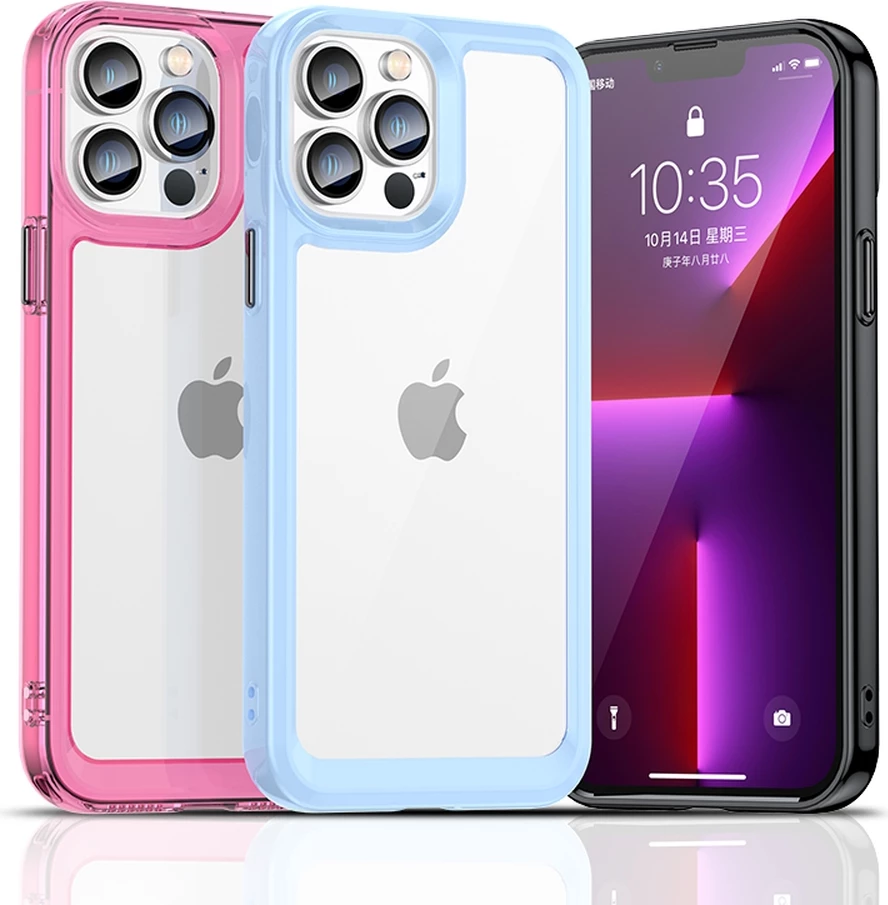 Mbështjellës Hurtel Outer Space Case për iPhone 13 Pro Max, hard cover me kornizë xheli, kaltër