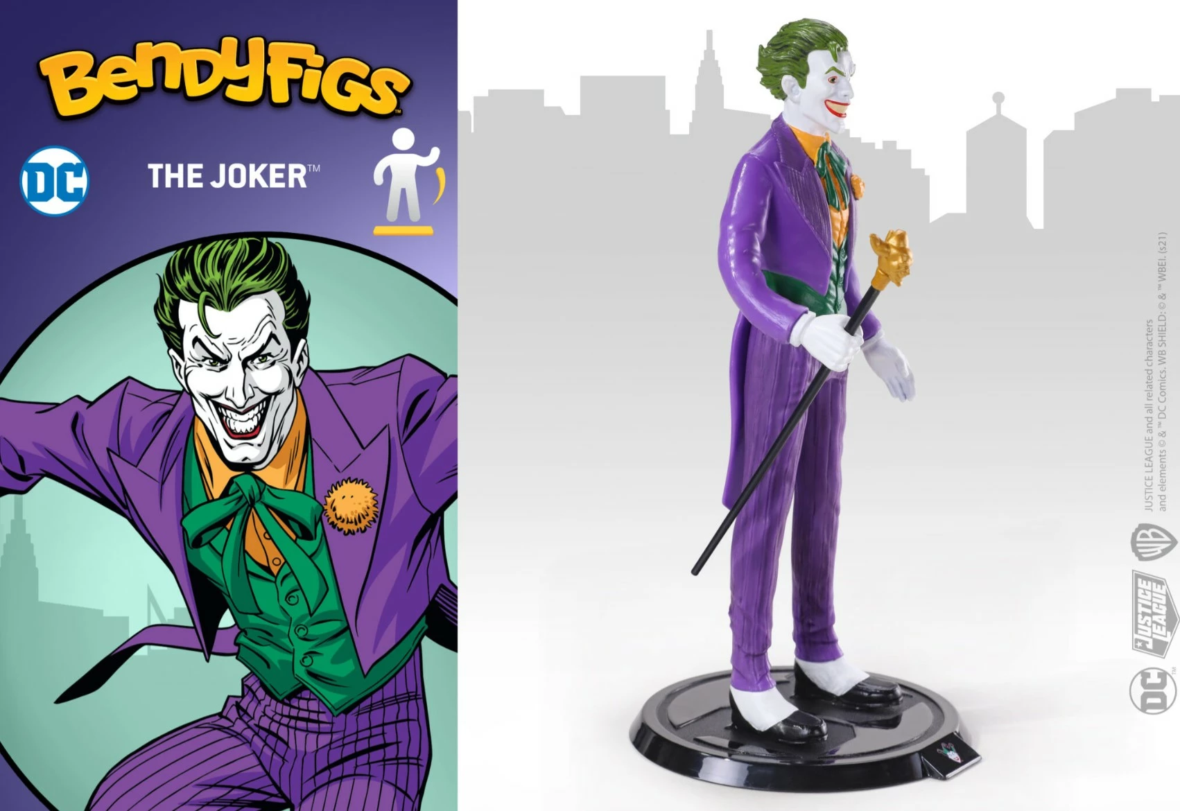 Figurinë e përkulshme Noble Collection Bendyfigs DC Batman (Comic) The Joker 18 cm, me bazë