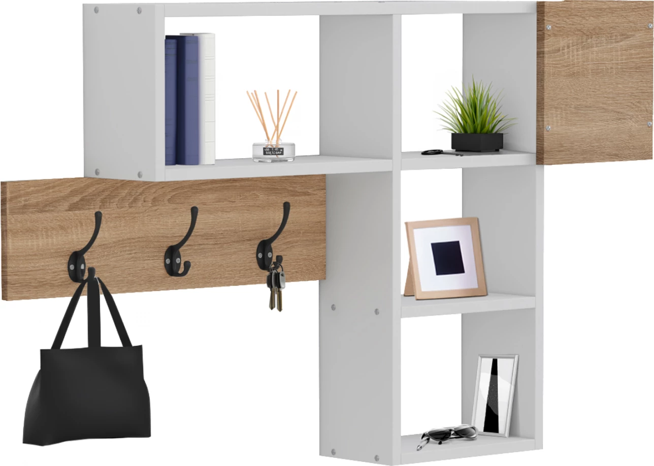 Varëse hyrëse me rafte HARLAN FH8973.12, melaminë Sonoma-Bardhë, 99.5x15x61H cm