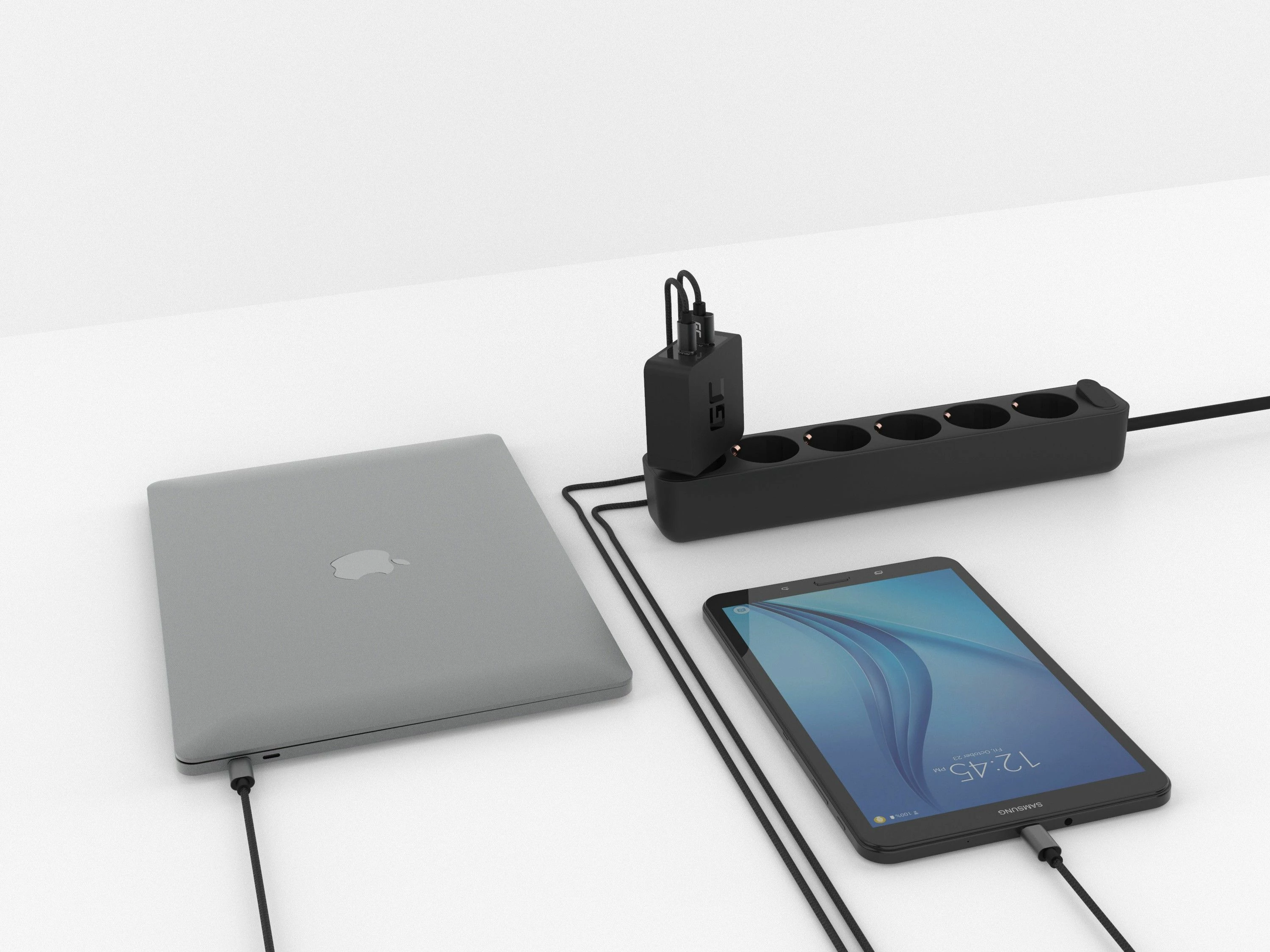 Karikues rrjeti Green Cell CHAR10 45W PD, 1x USB-C + 1x USB-A, QC 3.0, kabllo USB-C 1m, i zi
