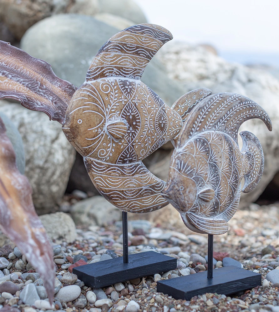 Dekor peshk Gourami, polirezine, ngjyrë kafe, 26x6x33cm