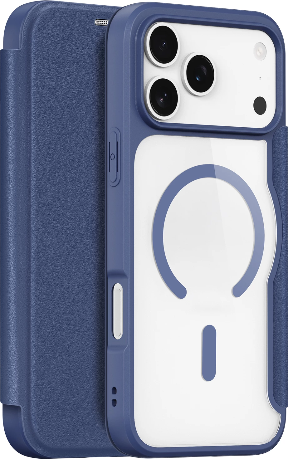 Mbështjellës, Dux Ducis, Skin X Pro për iPhone 17 Pro Max, me portofol, MagSafe kompatibil, blu