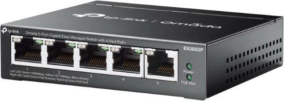 Switch i menaxhueshëm TP-LINK Omada ES205GP, 5 porta Gigabit, 4 PoE+, metalik