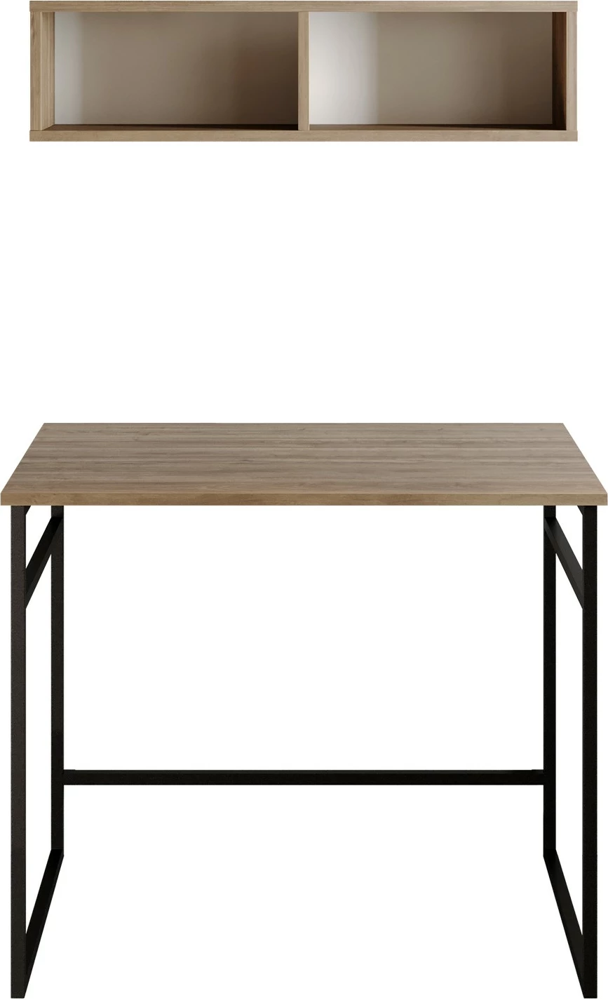 Set tavoline studimi me raft muri, ngjyrë arre, e zezë, Skye Decor, Gama