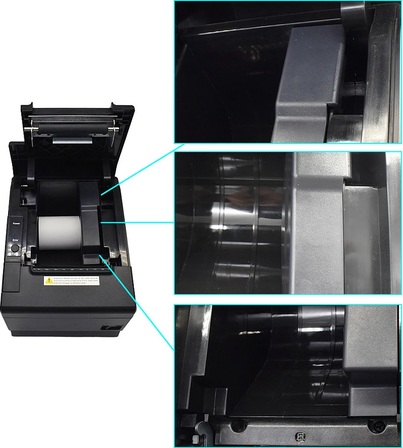 Printer termik EQUIP 58/80mm, USB/Bluetooth/Wi-Fi, me prerës, i zi