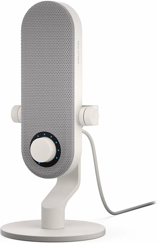 Mikrofon USB Krux Pin KRXC019, kardioid, dalje 3.5mm për monitorim, USB-C me adaptor USB-A, i bardhë