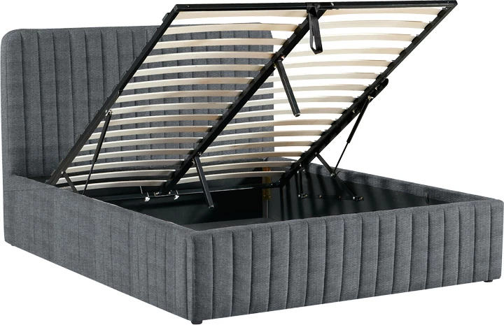 Krevat dopio Zilin, material stof, ngjyrë gri e errët, me hapësirë për depo, 160x200cm