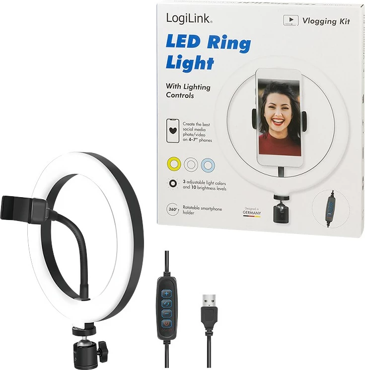 Dritë unazore LED LogiLink AA0151, 1.8m, USB, e zezë