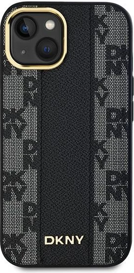 Mbështjellës DKNY Leather Checkered Mono Pattern MagSafe për iPhone 14/15/13, i zi