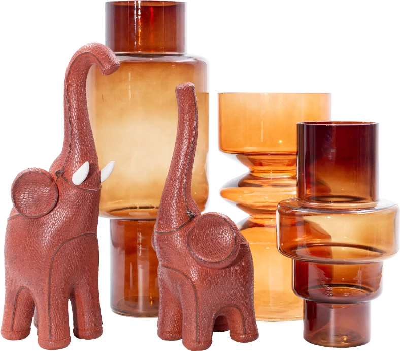 Vazo dekorative CULTURE, qelq ngjyrë mjaltë, 14x14x26cm