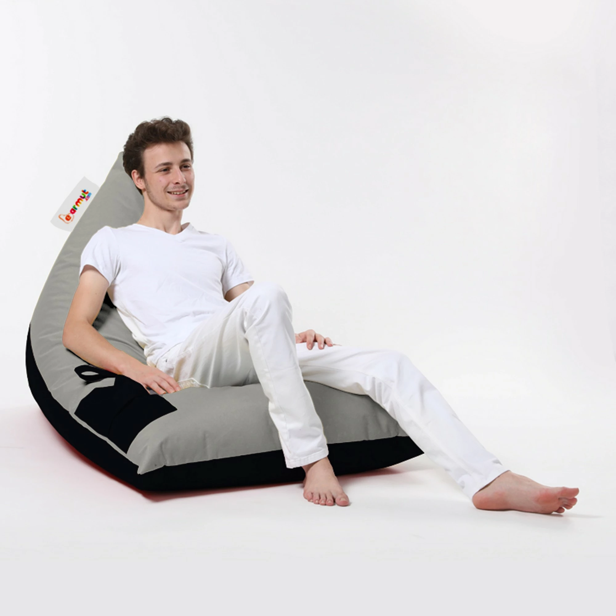 Puf për kopsht, model piramidë, ngjyrë fume dhe e zezë, madhësi e madhe