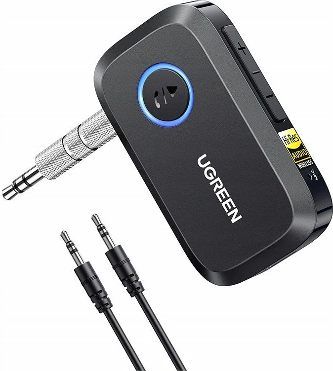 Adapter Bluetooth marrës Ugreen 55546, Bluetooth 6.0, LDAC Hi-Res, AUX 3.5mm, USB-C, bateri deri 17 orë, i zi