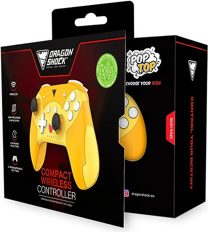 Kontroller loje DragonShock Poptop Wireless Pika, për Nintendo Switch, Bluetooth, USB-C, portokalli/kuqe/verdhe