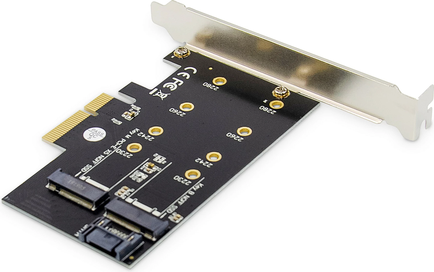 Kartë zgjerimi Digitus PCIe 3.0 x4 për SSD M.2 NGFF/NVMe, 2 slote, e zezë