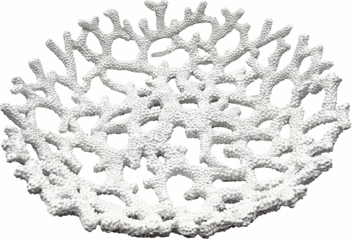 Tabakë dekorative CORAIL L, 40x40x10cm, polirezine, e bardhë