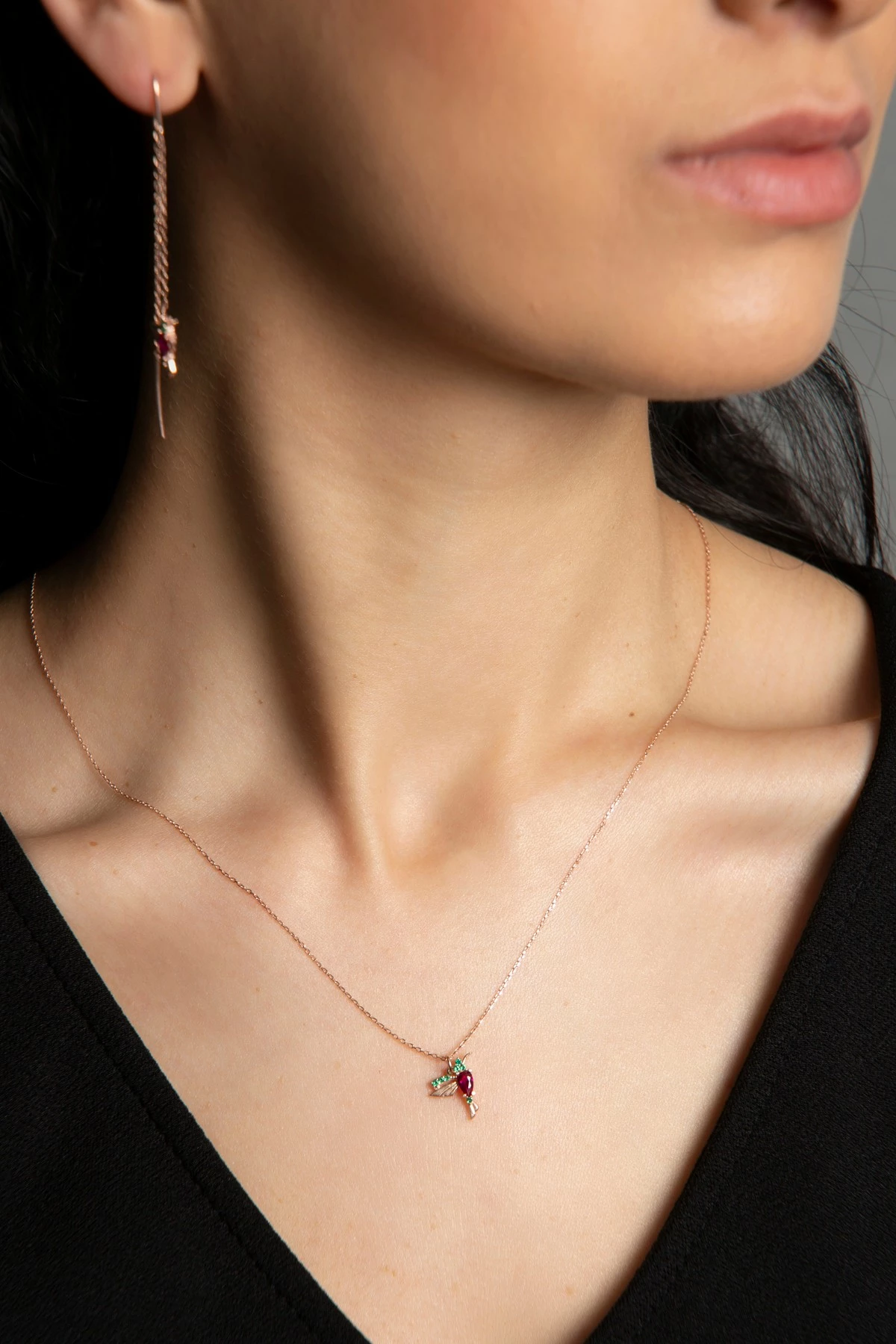 Set varëse dhe vathë argjendi, ngjyrë roze, Elika, ELKSLVR7538