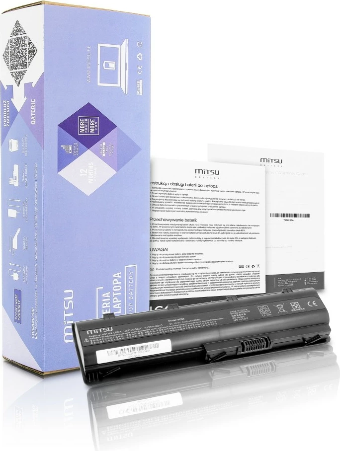 Bateri Mitsu për laptop Compaq Presario CQ42, CQ62, CQ72, 4400 mAh, 6 qeliza, e zezë