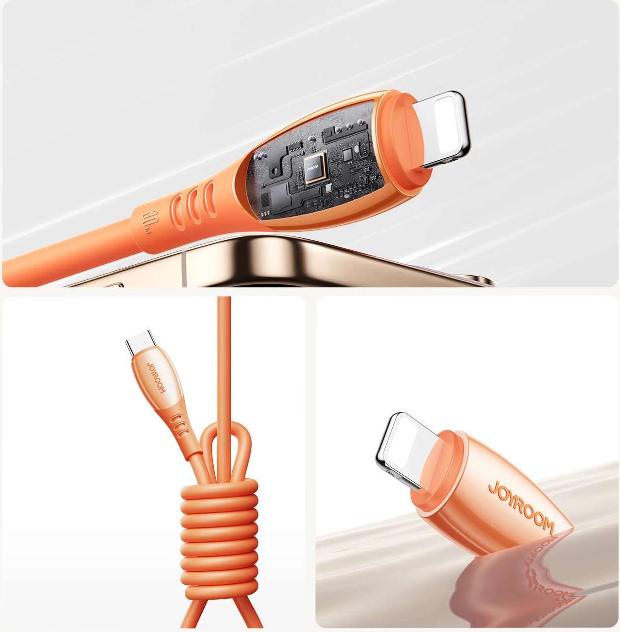 kabllo USB-C në Lightning Joyroom S-A59 Vibrant Series 30W 1.2m, portokalli, paketim kuti