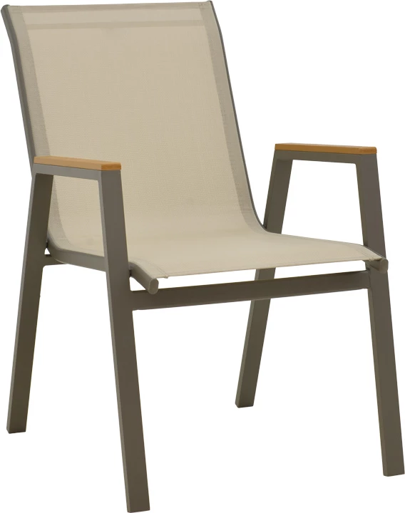 Set tavoline me karrige Lafla-Azelie, alumin champagne, plywood natyral, 160-240x100x75cm, 9 copë