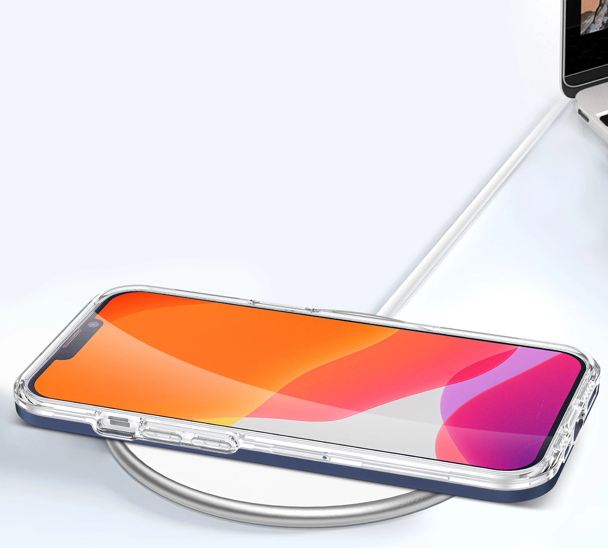 Mbështjellës Hurtel Hybrid Armor Clear 3 in 1 për iPhone 13, Kaltër/Transparent