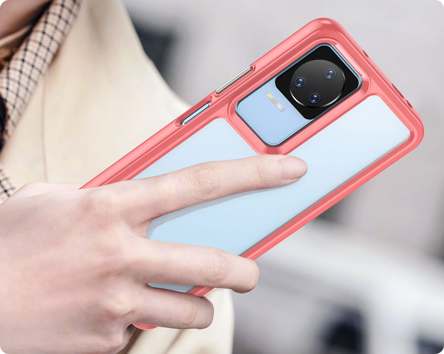 Mbështjellës Hurtel Outer Space Case për Xiaomi Poco F4 5G, kornizë fleksibile, i kuq