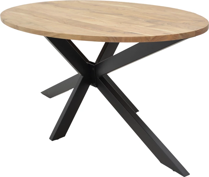 Tavolinë Bonre dru akacie natyrale-këmbë metalike e zezë 175x96x76cm