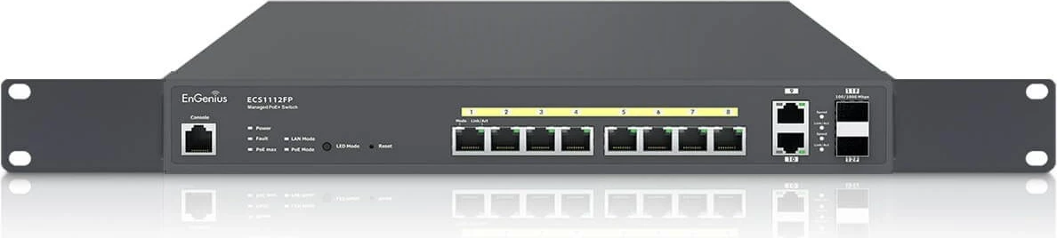 Switch i menaxhuar EnGenius ECS1112FP, 8 porte PoE, 2 SFP+, i zi