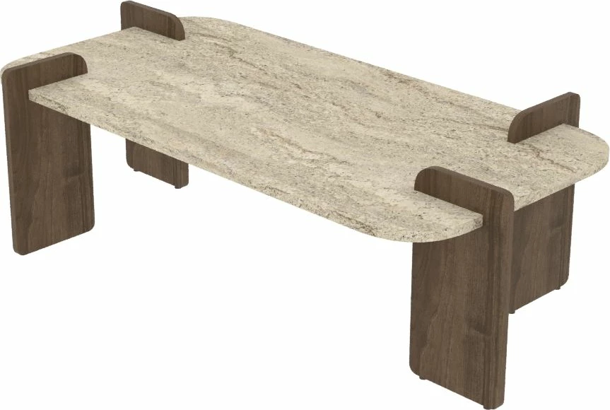 Tavolinë kafeje Skye Decor, Leapiri - Travertin, Ar