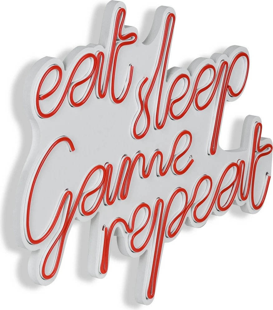 Dritë dekorative LED plastike, e kuqe, eat sleep game repeat