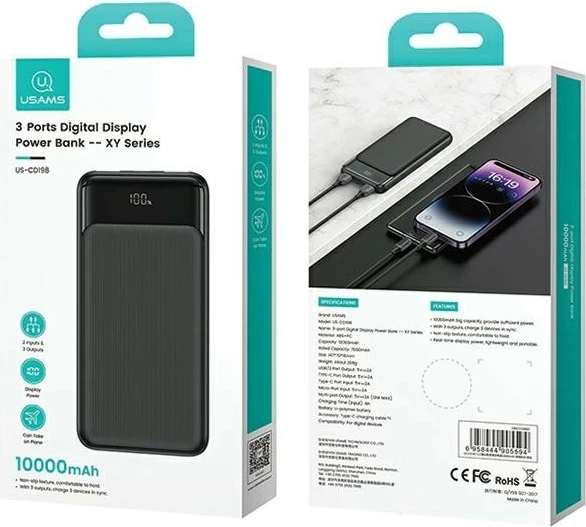 Karikues muri USAMS CC316 T65, 30W, 1x USB-C, 1x USB-A, i zi