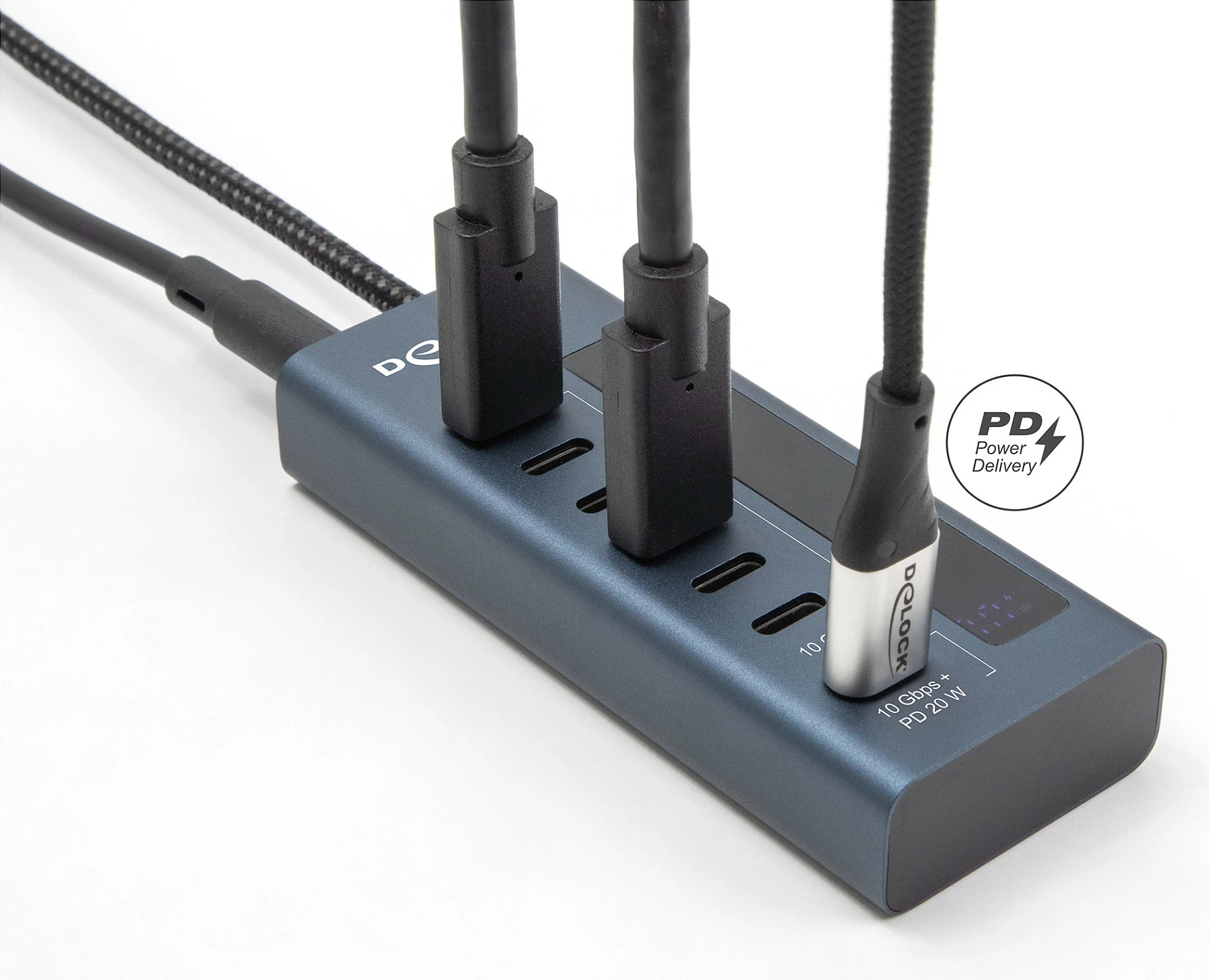 Hub USB-C DeLOCK 10 Gbps, 7x USB Type-C, PD 20W, blu