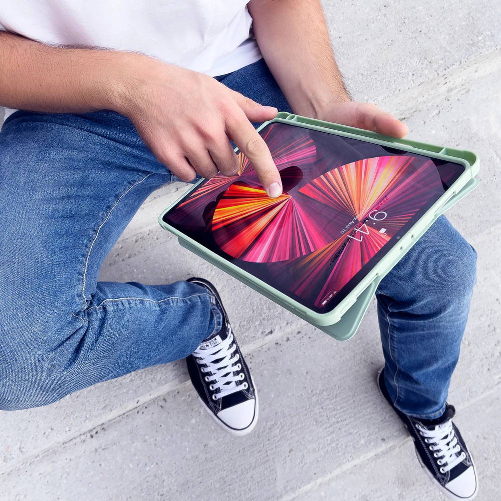 Mbështjellës tablet Hurtel për iPad Pro 12.9'' 2021/2020, me qëndrim, e gjelbër