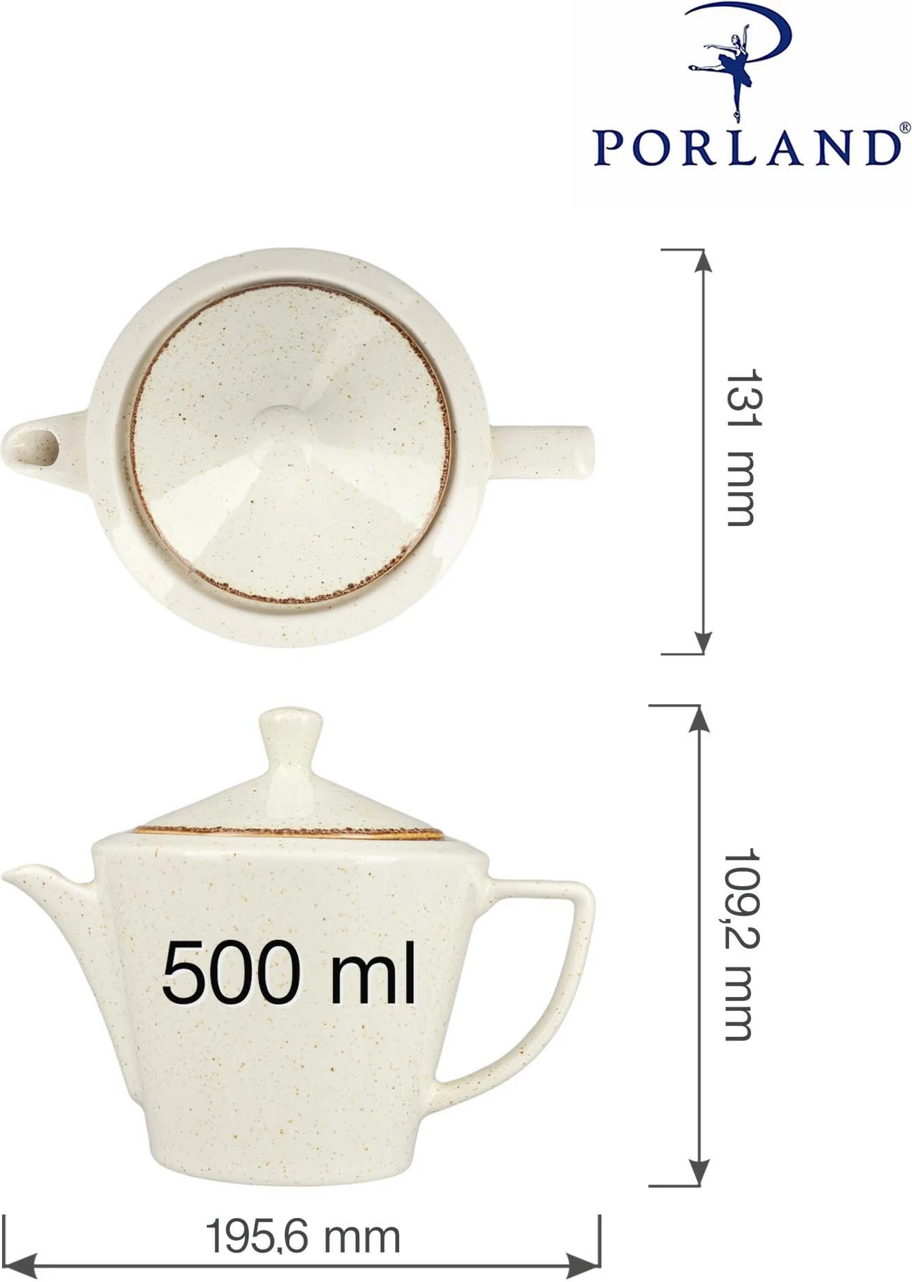 Çajnik Porland Seasons Sand 500 ml, krem, set 6 copë