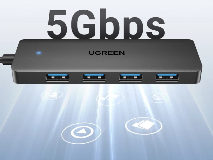 Hub USB UGREEN 35574, 4-port USB 3.0, kabllo 1 m, zi