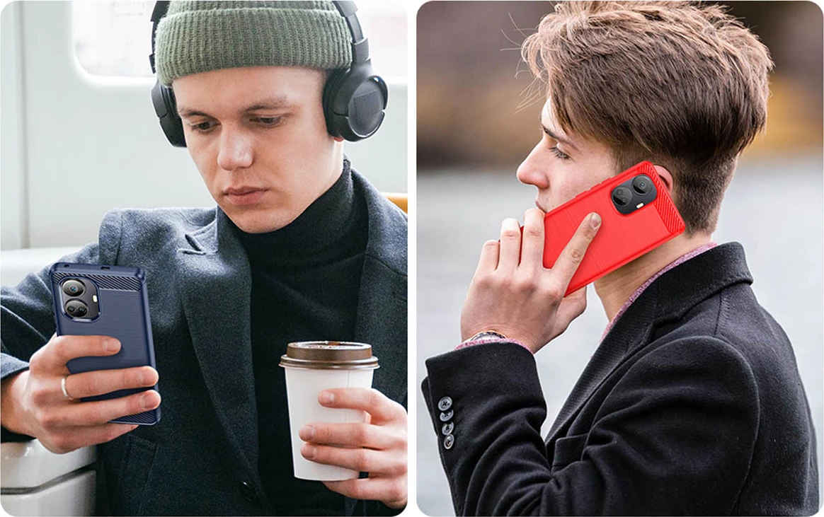 Mbështjellës Hurtel Carbon Case për Realme 10 Pro+, TPU, i zi